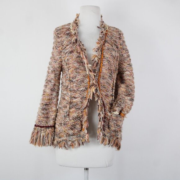 Angel Of The North Sz L Red Yellow Multicolor Poly Acrylic Cardigan Sweater - Picture 3 of 16